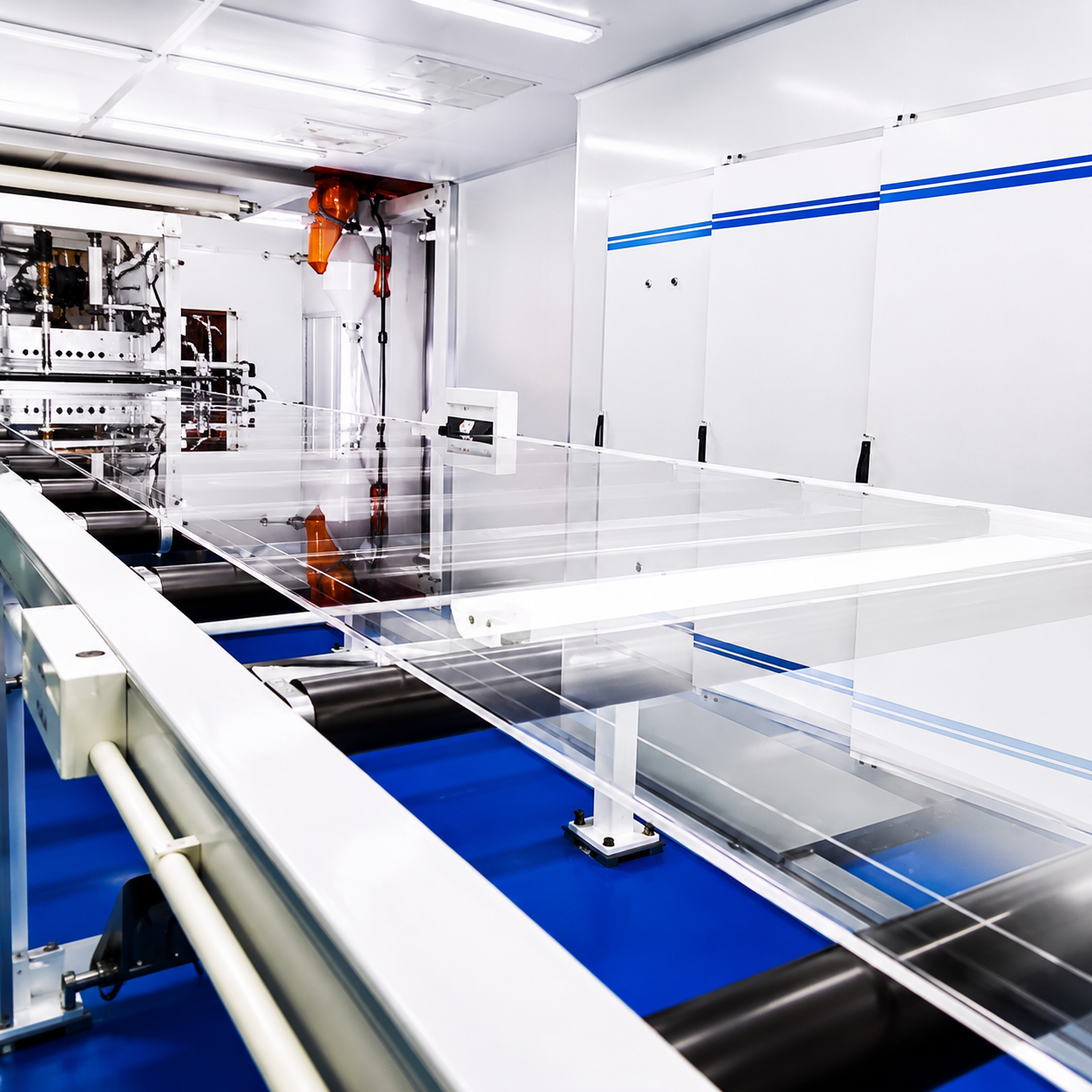 Acrylic sheet extrusion production line in the factory